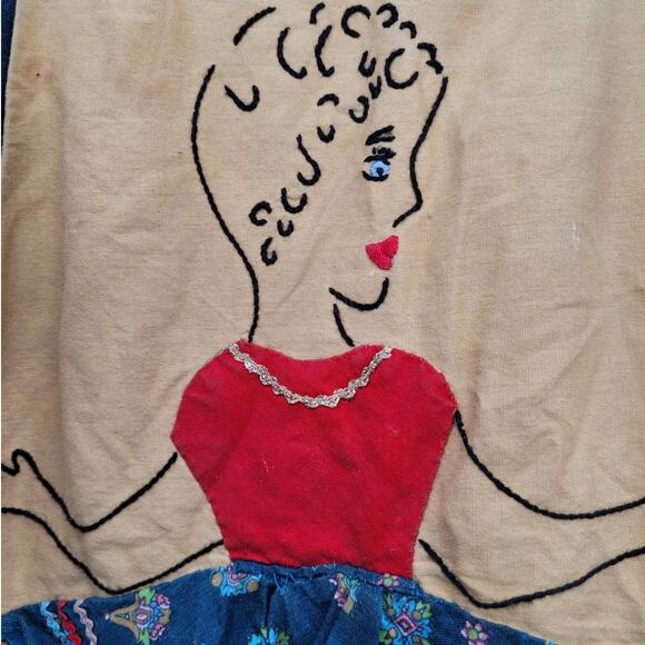 Vintage‎ Peekaboo Lady Handmade Apron with Pockets Retro Cottagecore Style - Picture 7 of 11